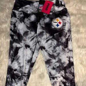 NFL Steelers Tie-Dye Leggings - Black and White